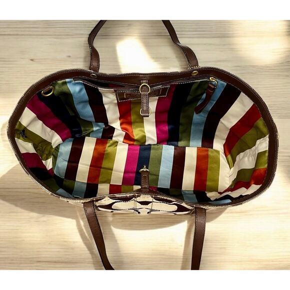 Y2K Coach 11099 Legacy Signature Stripe Large Tote & 40028 Signature Wristlet - Picture 6 of 16